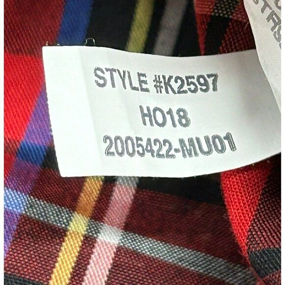 Crewcuts J Crew Everyday Boys Button-Up Shirt Red Black Blue Flannel Kids Sz 4/5 - Picture 5 of 8